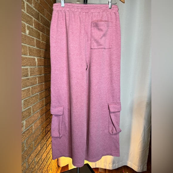 Halara Mid Rise Drawstring Pockets Wide Leg Cargo Casual Pants Wild Rose -L - Picture 7 of 8
